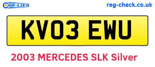 KV03EWU are the vehicle registration plates.