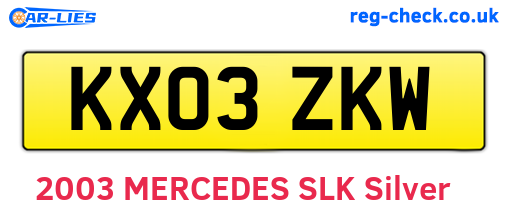 KX03ZKW are the vehicle registration plates.