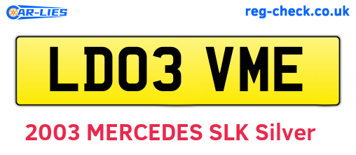 LD03VME are the vehicle registration plates.