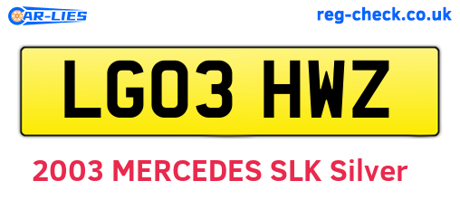 LG03HWZ are the vehicle registration plates.