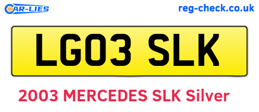 LG03SLK are the vehicle registration plates.