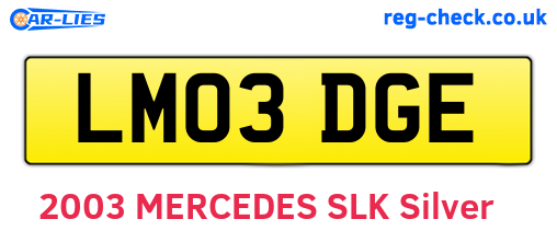 LM03DGE are the vehicle registration plates.