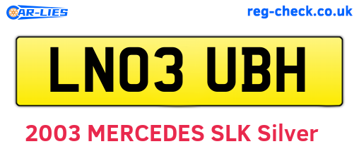 LN03UBH are the vehicle registration plates.