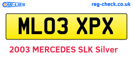 ML03XPX are the vehicle registration plates.