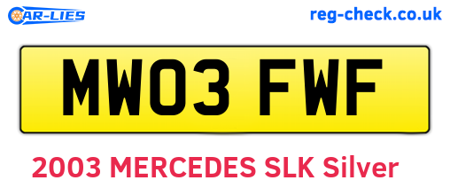 MW03FWF are the vehicle registration plates.