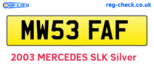 MW53FAF are the vehicle registration plates.