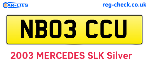 NB03CCU are the vehicle registration plates.