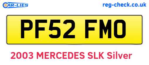 PF52FMO are the vehicle registration plates.