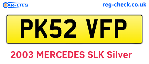 PK52VFP are the vehicle registration plates.
