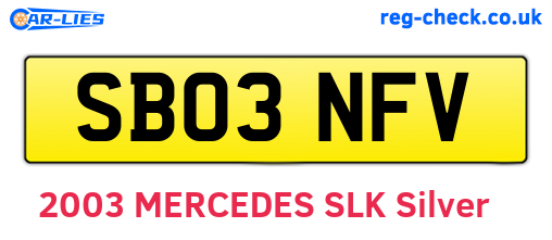 SB03NFV are the vehicle registration plates.