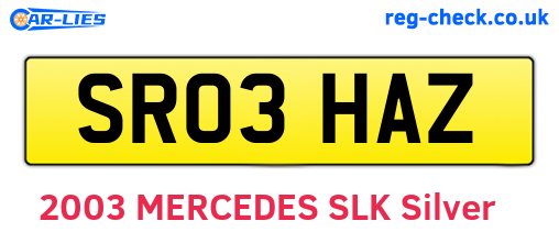 SR03HAZ are the vehicle registration plates.