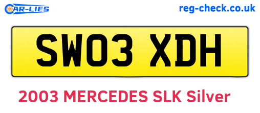 SW03XDH are the vehicle registration plates.