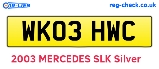 WK03HWC are the vehicle registration plates.