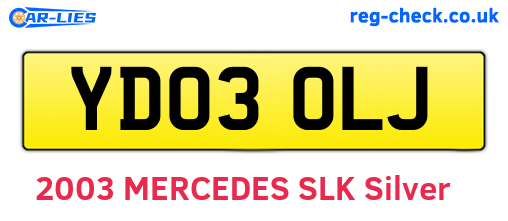 YD03OLJ are the vehicle registration plates.