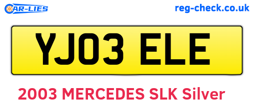YJ03ELE are the vehicle registration plates.