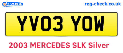 YV03YOW are the vehicle registration plates.