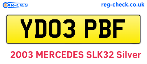 YD03PBF are the vehicle registration plates.