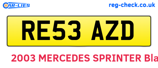 RE53AZD are the vehicle registration plates.