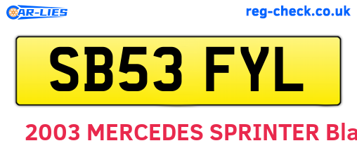 SB53FYL are the vehicle registration plates.