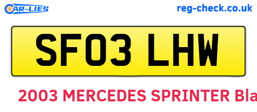 SF03LHW are the vehicle registration plates.
