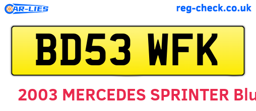 BD53WFK are the vehicle registration plates.