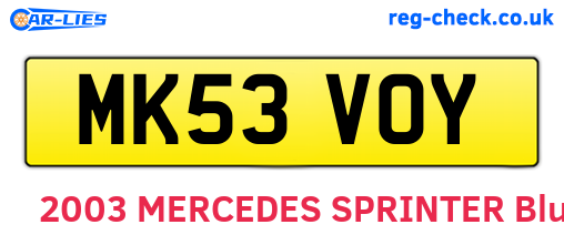 MK53VOY are the vehicle registration plates.
