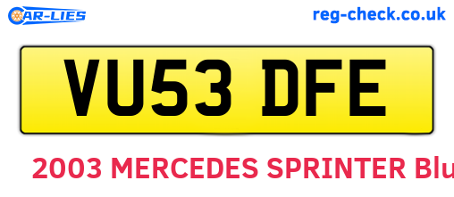 VU53DFE are the vehicle registration plates.