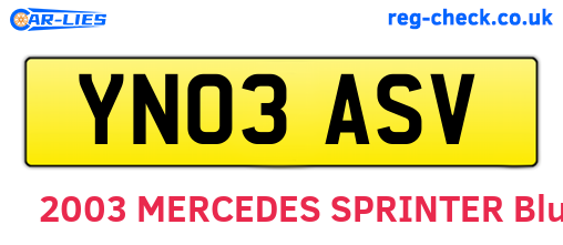 YN03ASV are the vehicle registration plates.