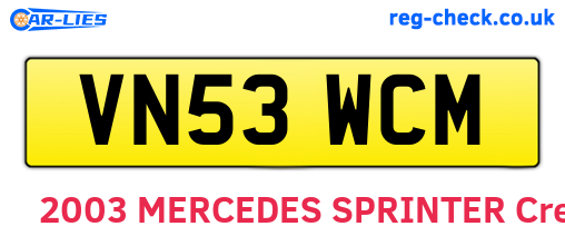 VN53WCM are the vehicle registration plates.