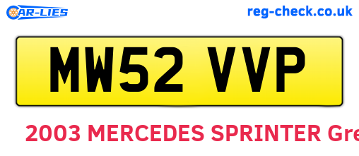 MW52VVP are the vehicle registration plates.