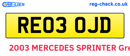 RE03OJD are the vehicle registration plates.