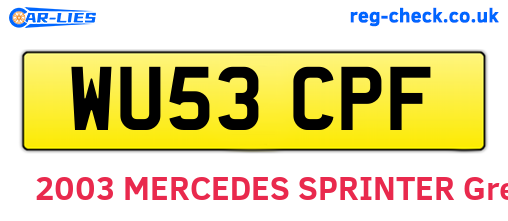 WU53CPF are the vehicle registration plates.