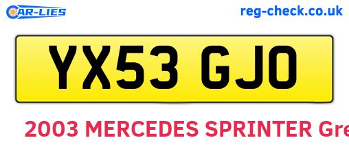 YX53GJO are the vehicle registration plates.