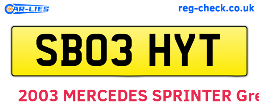 SB03HYT are the vehicle registration plates.