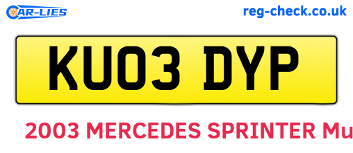 KU03DYP are the vehicle registration plates.