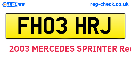 FH03HRJ are the vehicle registration plates.