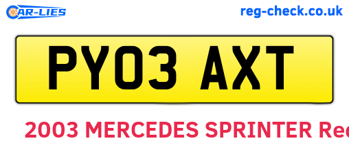 PY03AXT are the vehicle registration plates.