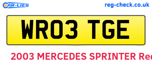 WR03TGE are the vehicle registration plates.