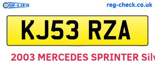KJ53RZA are the vehicle registration plates.