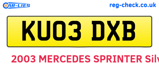 KU03DXB are the vehicle registration plates.
