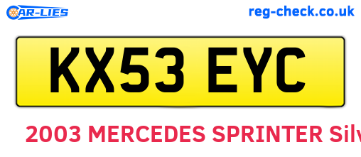 KX53EYC are the vehicle registration plates.