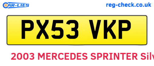 PX53VKP are the vehicle registration plates.
