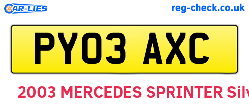 PY03AXC are the vehicle registration plates.