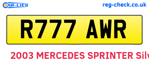 R777AWR are the vehicle registration plates.