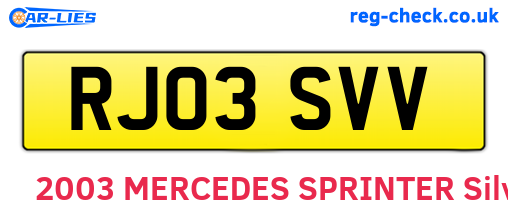 RJ03SVV are the vehicle registration plates.