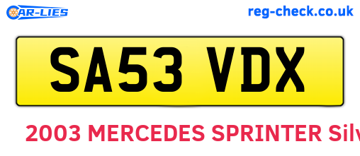SA53VDX are the vehicle registration plates.