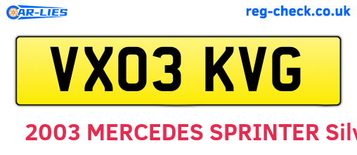 VX03KVG are the vehicle registration plates.