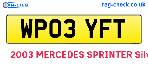 WP03YFT are the vehicle registration plates.
