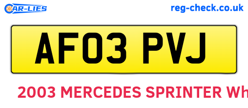 AF03PVJ are the vehicle registration plates.