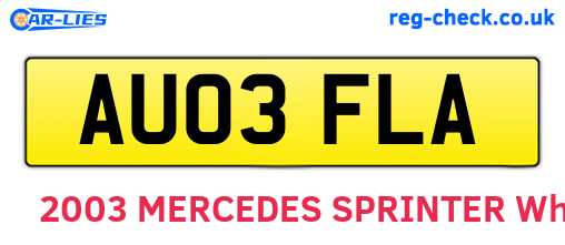 AU03FLA are the vehicle registration plates.